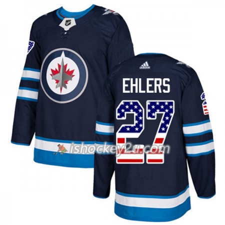 Mænd NHL Winnipeg Jets Trøje Nikolaj Ehlers 27 Adidas 2017-2018 Marine Blå USA Flag Fashion Authentic